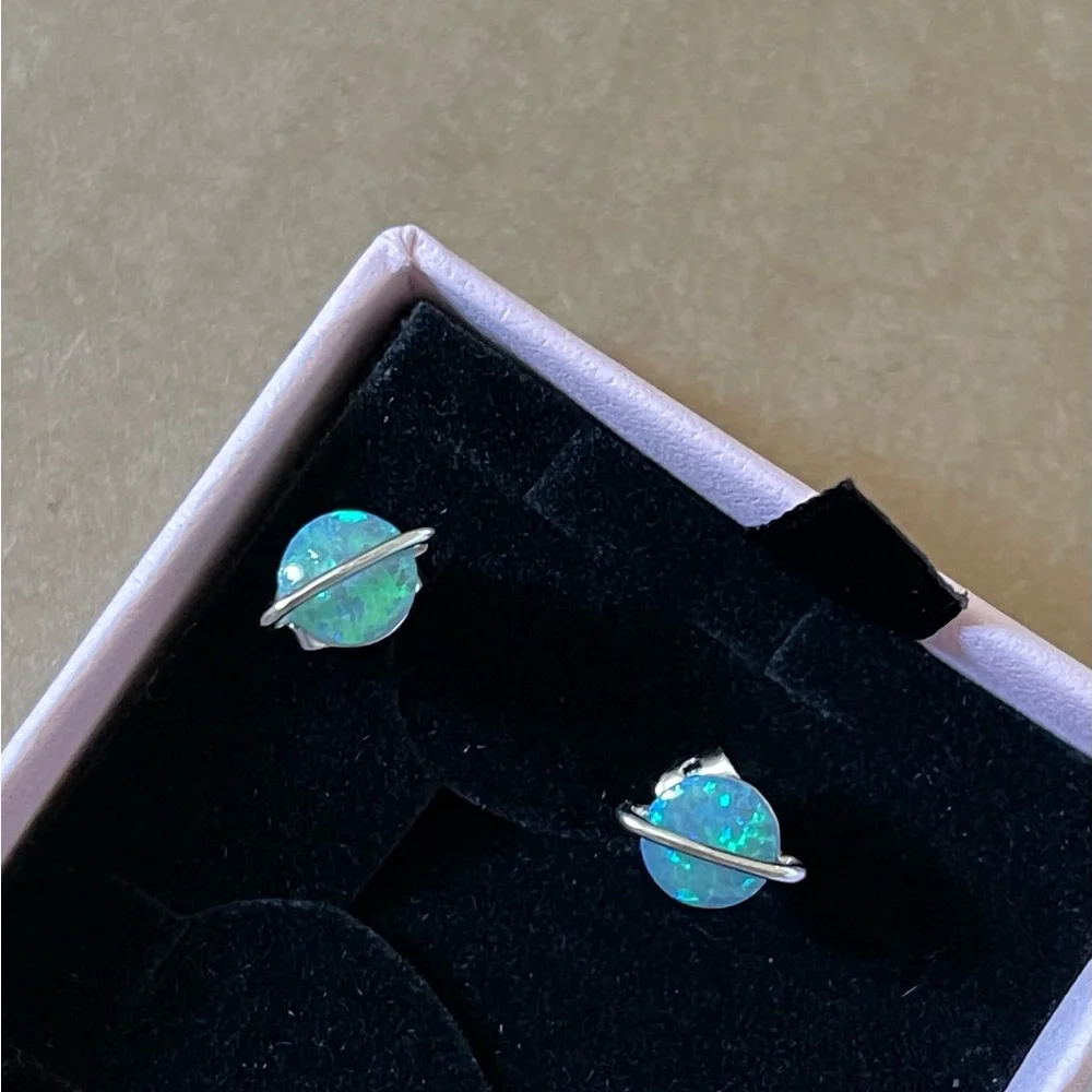 Pura Vida Saturn Metallic Blue Stud Earrings - Picture 2 of 4